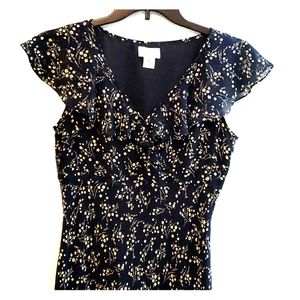 Ann Taylor Loft, navy blue floral dress, size 10